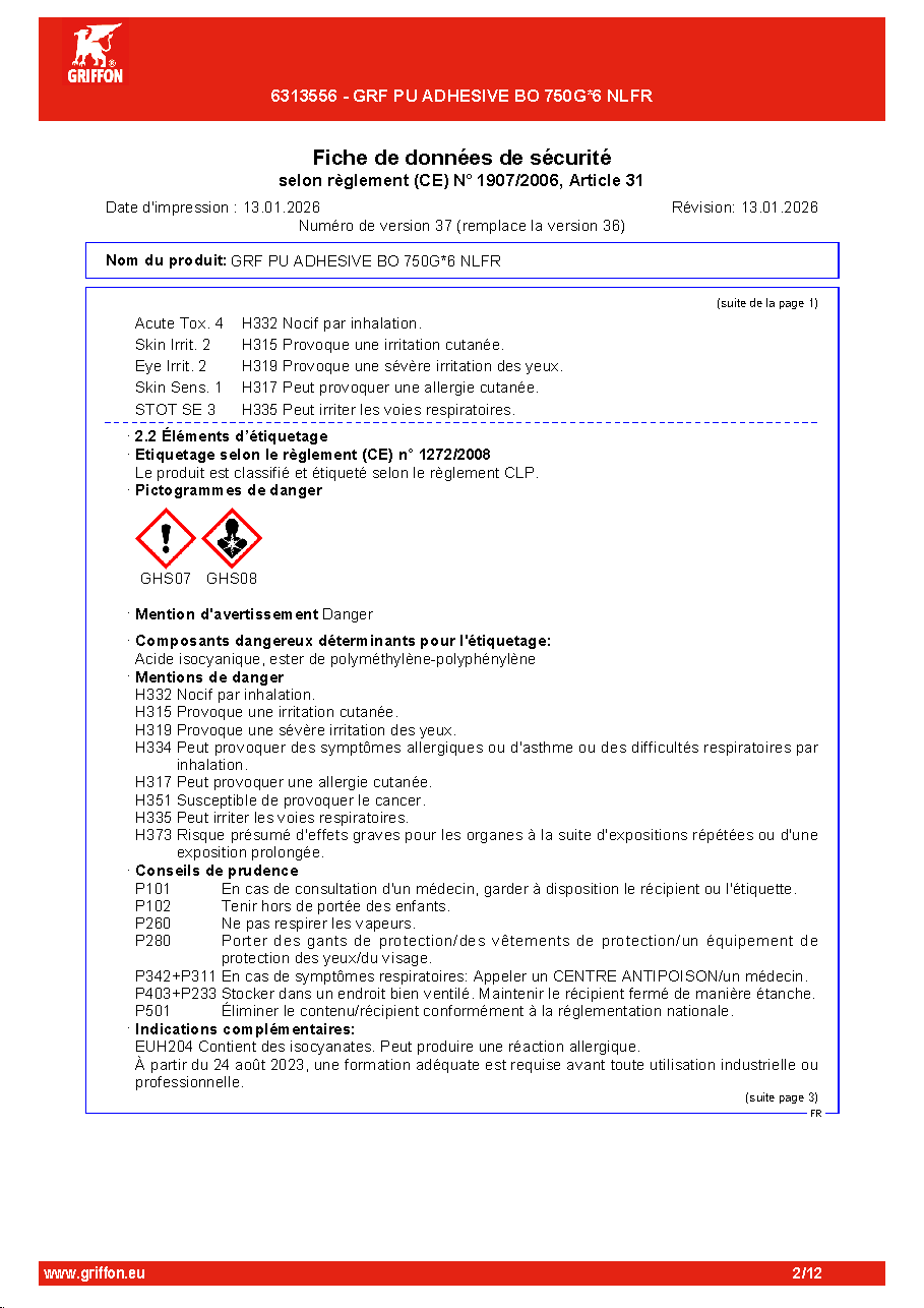 Fiche technique fournisseur