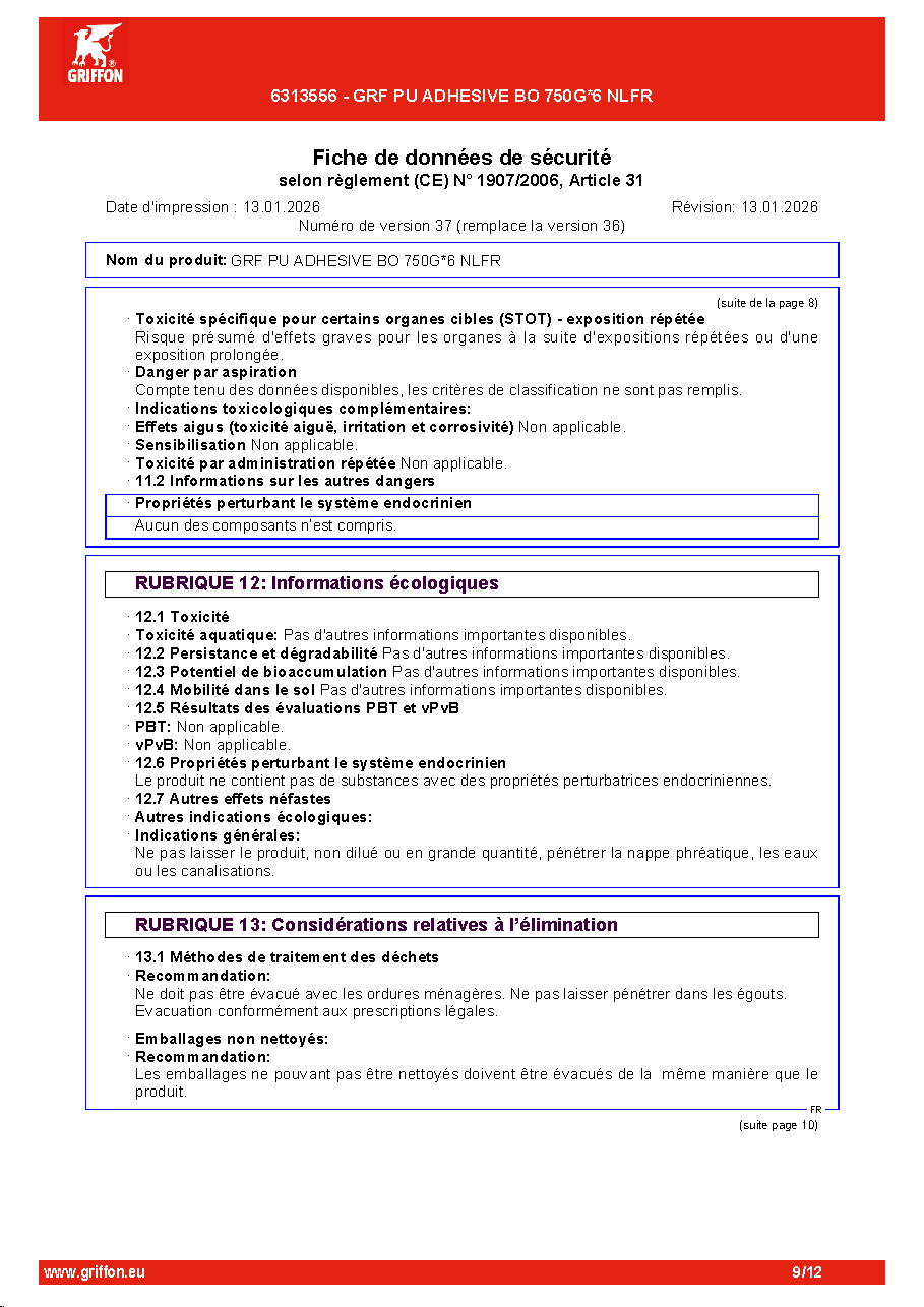 Fiche technique fournisseur