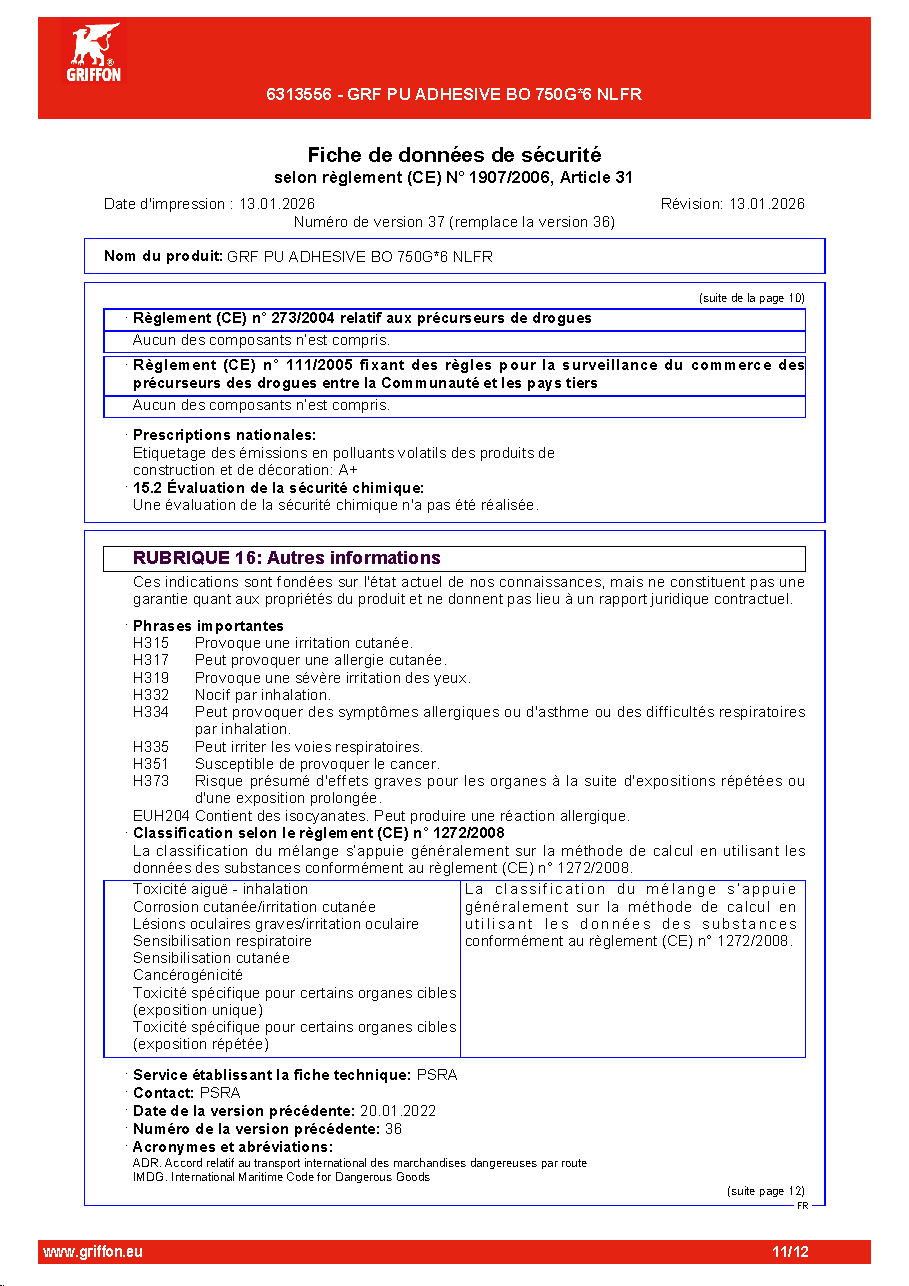 Fiche technique fournisseur