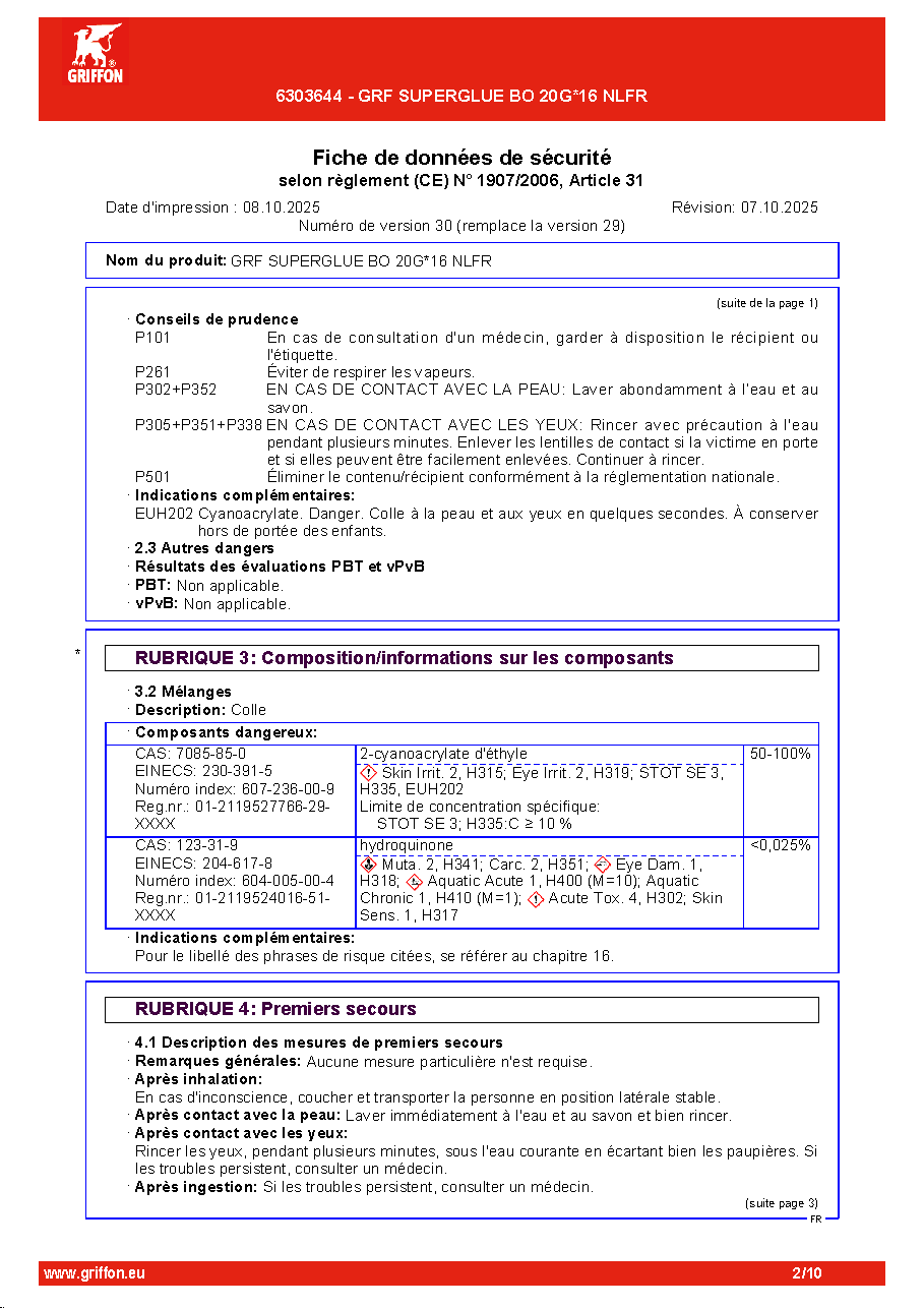 Fiche technique fournisseur