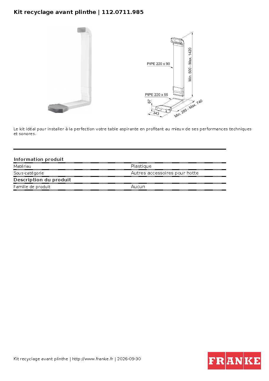 Fiche technique fournisseur