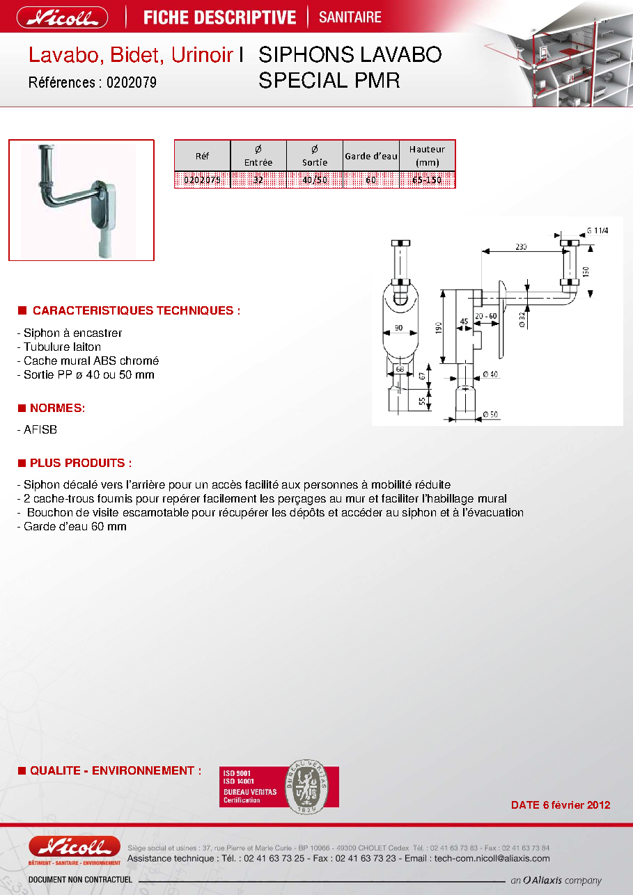 Fiche technique fournisseur