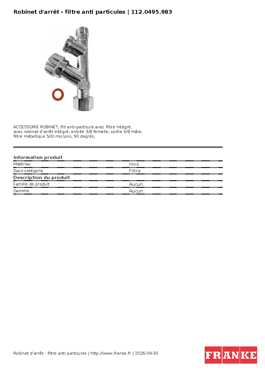 Fiche technique fournisseur