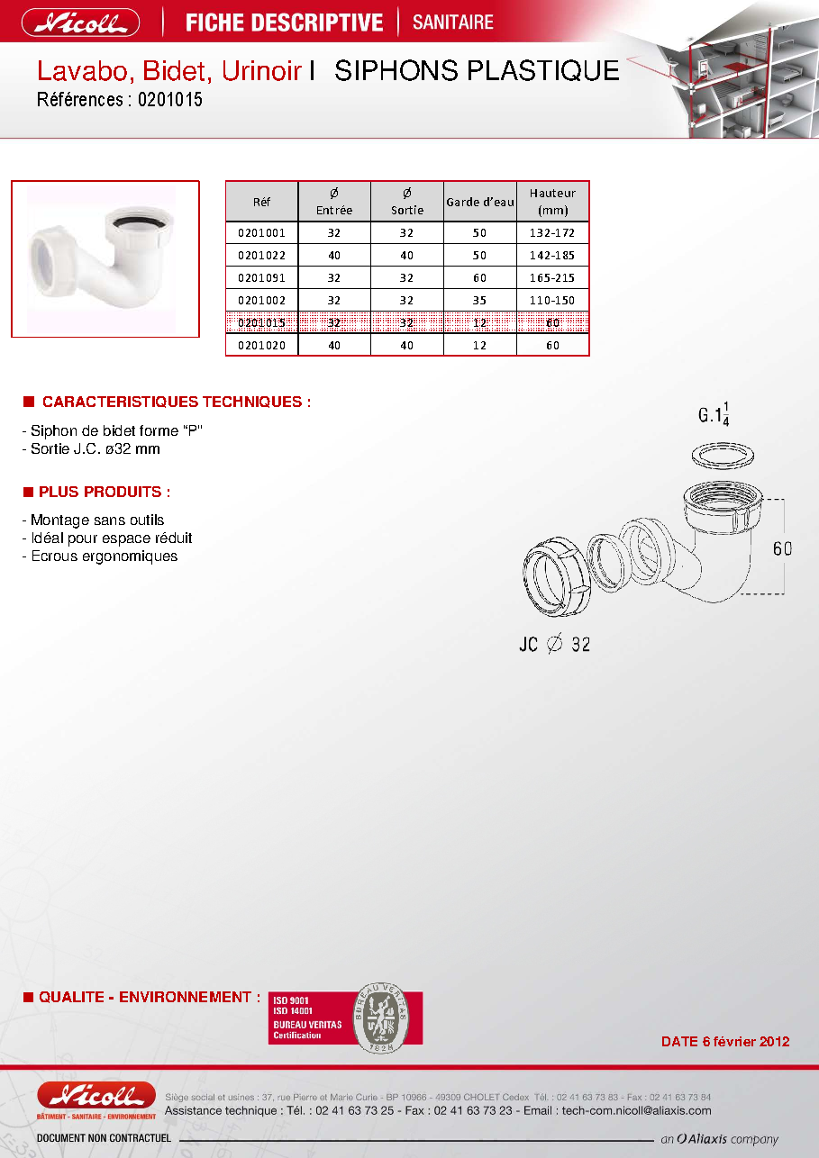 Fiche technique fournisseur