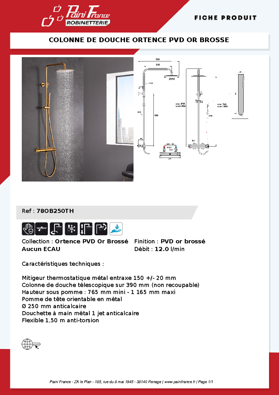 Fiche technique fournisseur