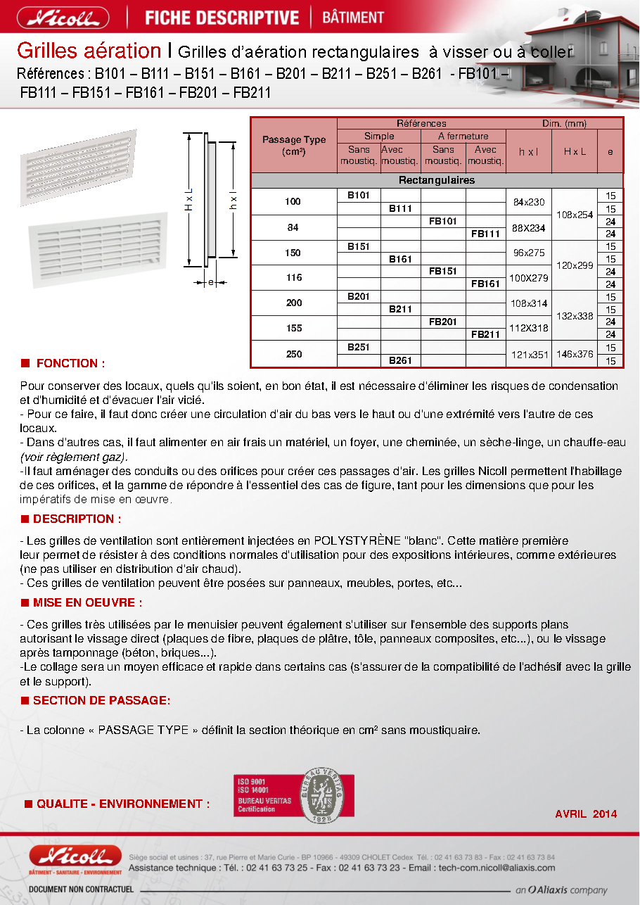 Fiche technique fournisseur