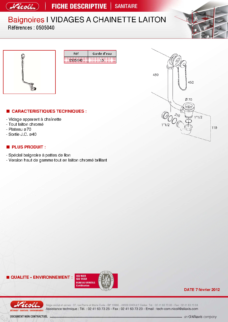 Fiche technique fournisseur