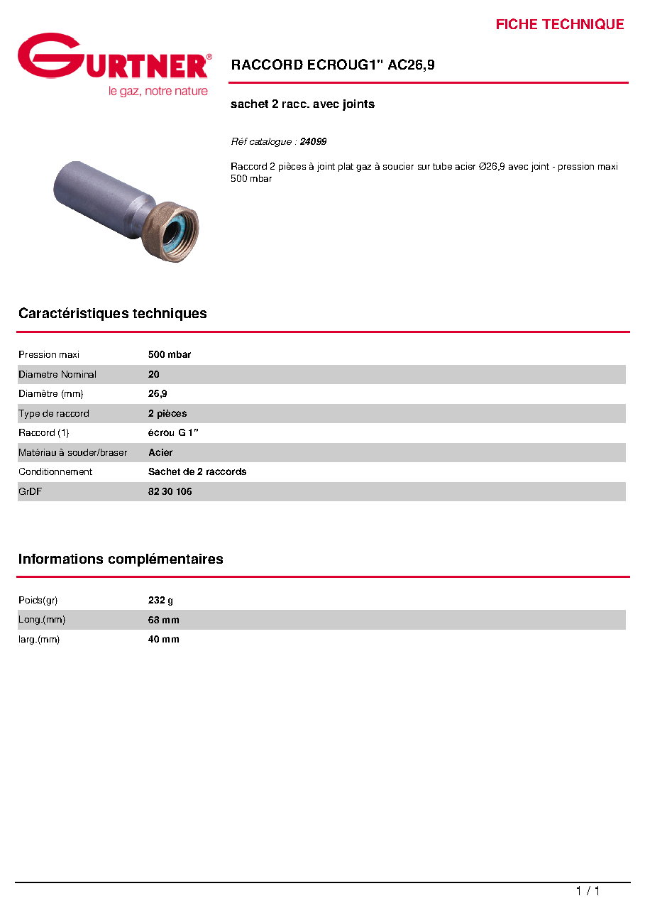 Fiche technique fournisseur