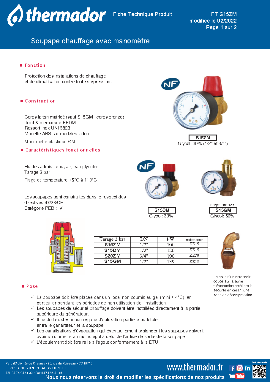 Fiche technique fournisseur