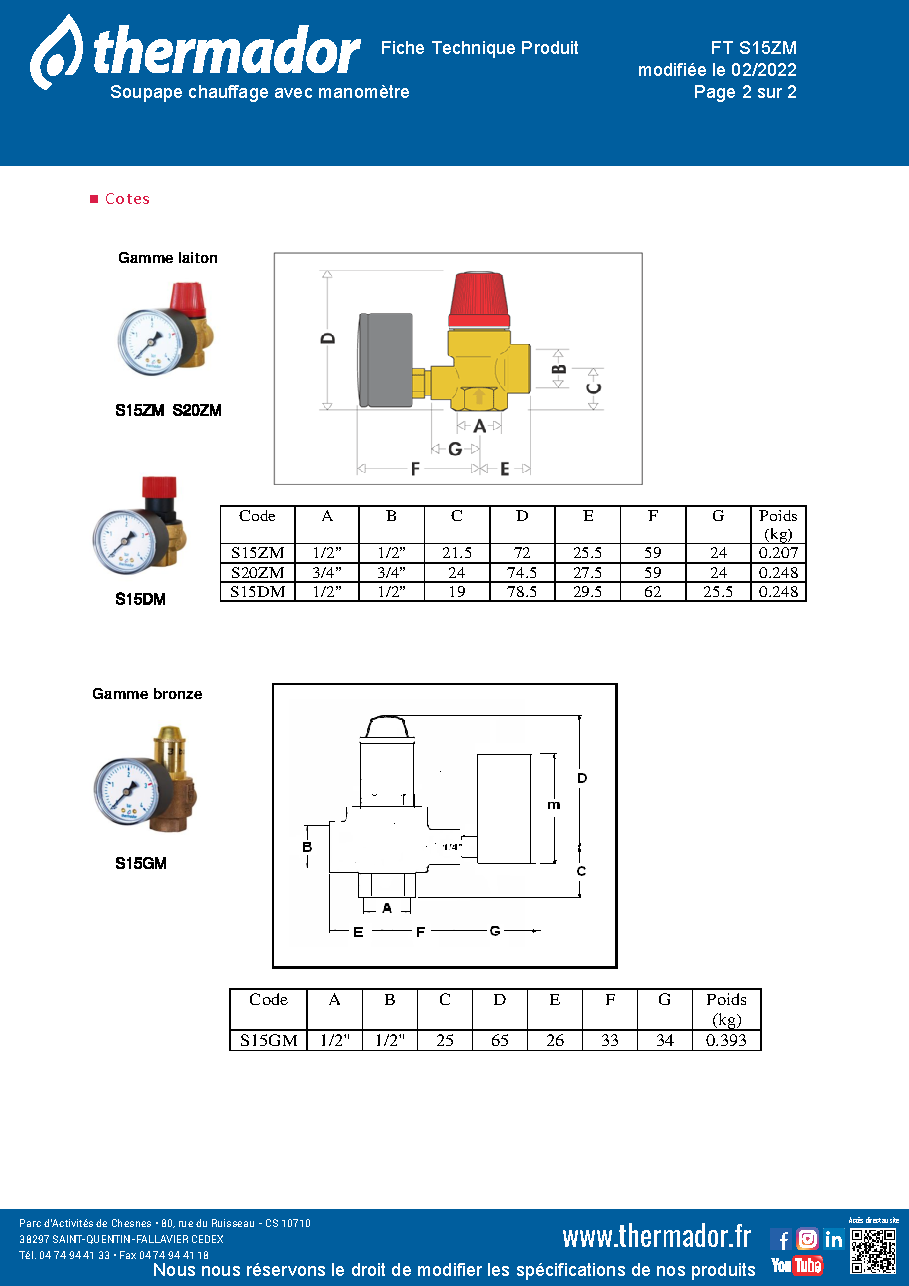 Fiche technique fournisseur