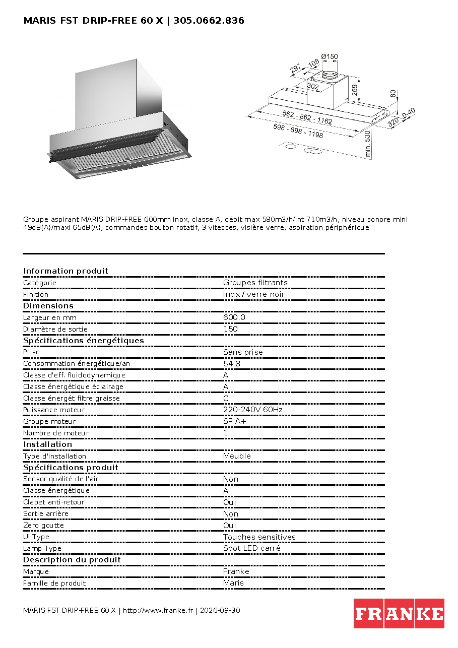 Fiche technique fournisseur