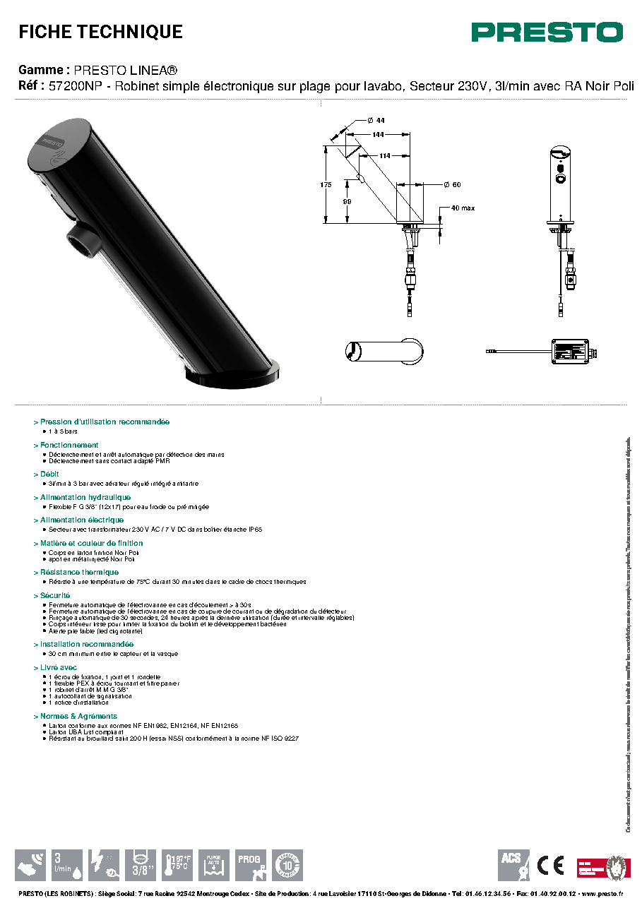 Fiche technique fournisseur