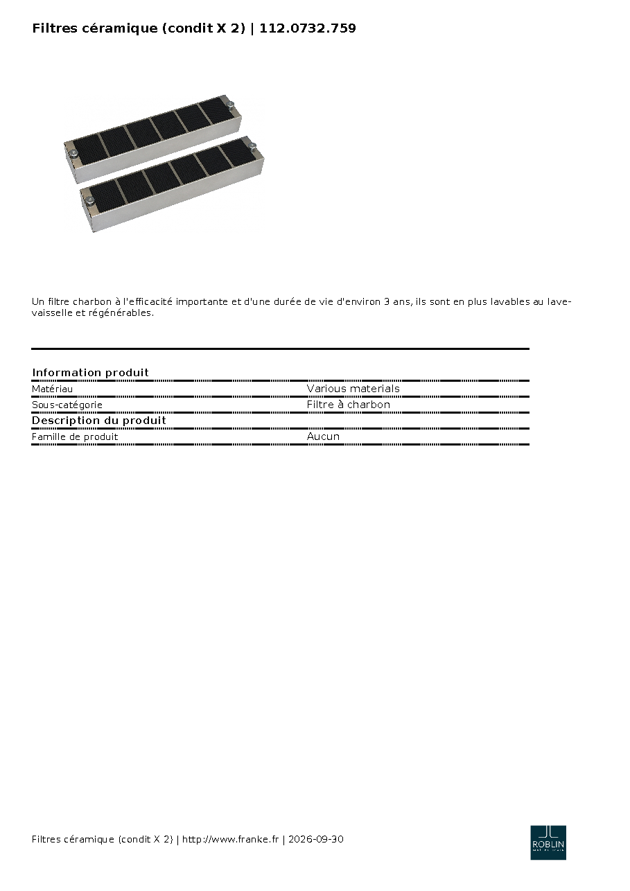 Fiche technique fournisseur