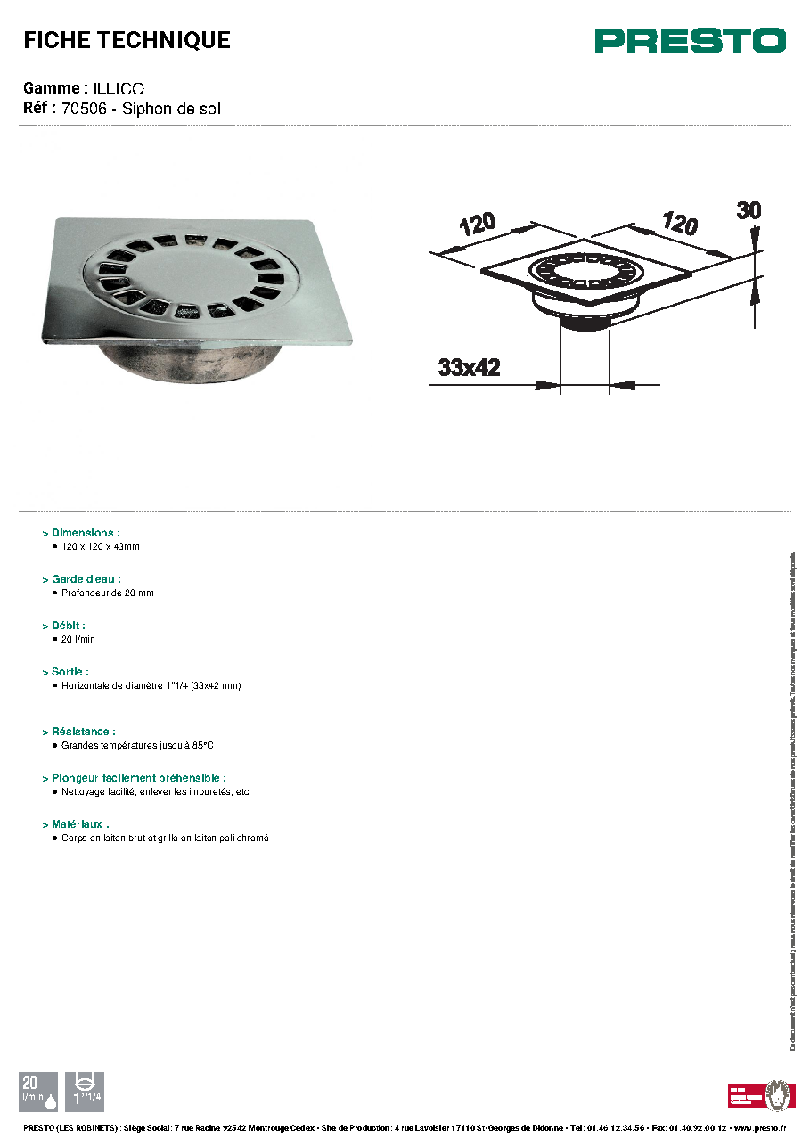 Fiche technique fournisseur