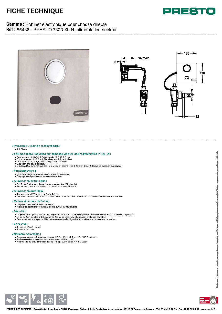 Fiche technique fournisseur