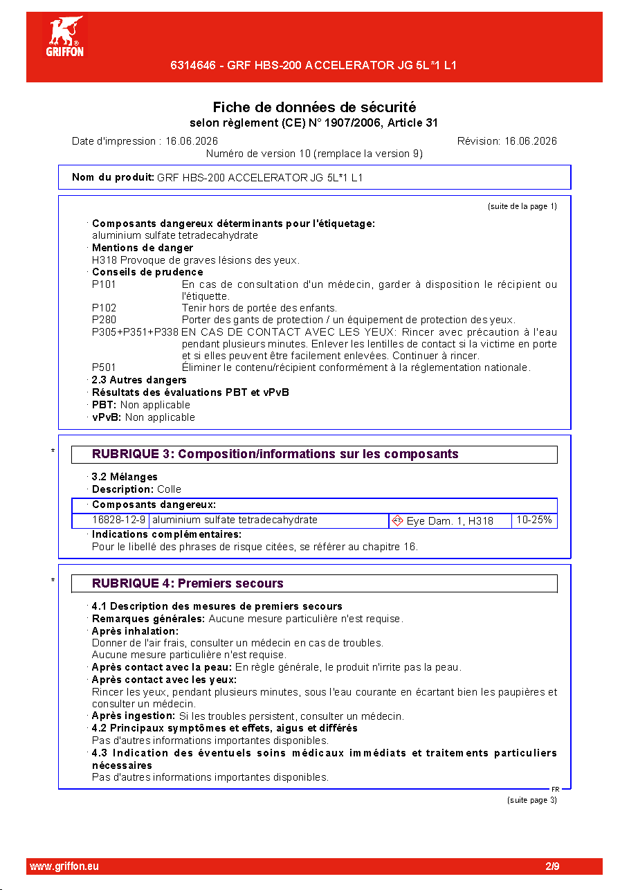 Fiche technique fournisseur