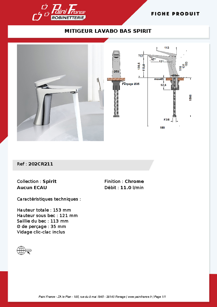 Fiche technique fournisseur