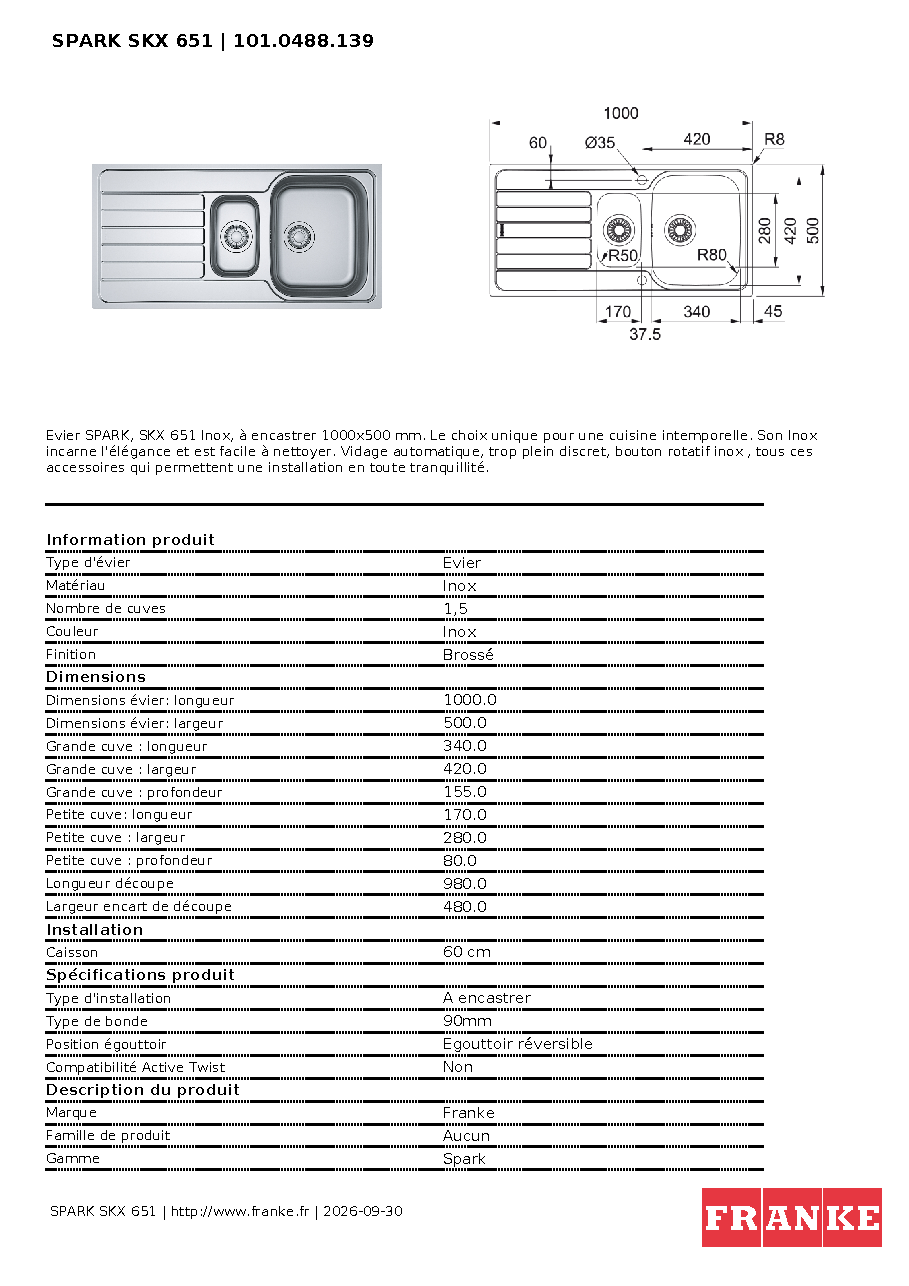 Fiche technique fournisseur
