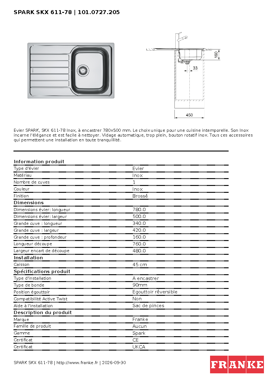Fiche technique fournisseur