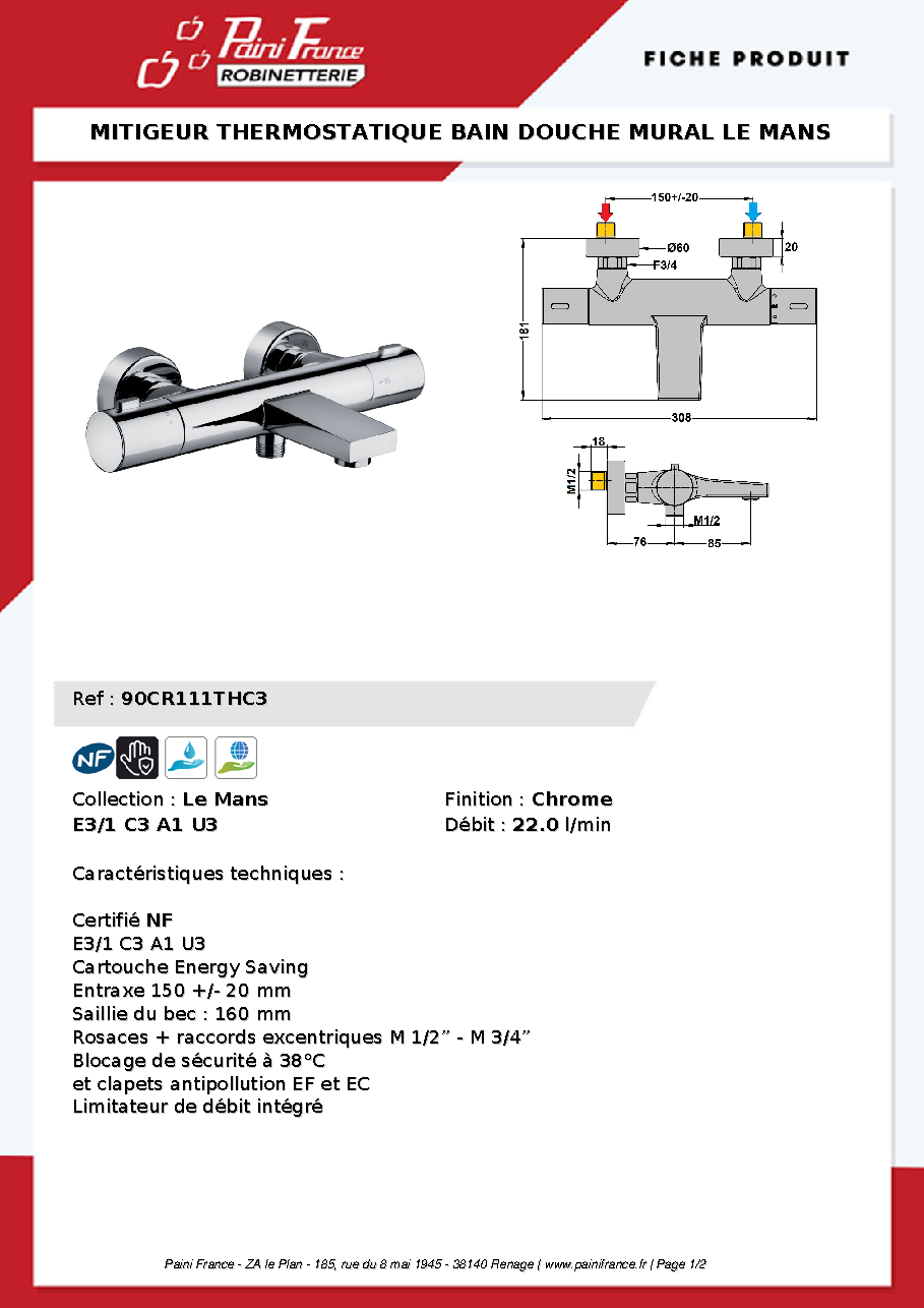 Fiche technique fournisseur