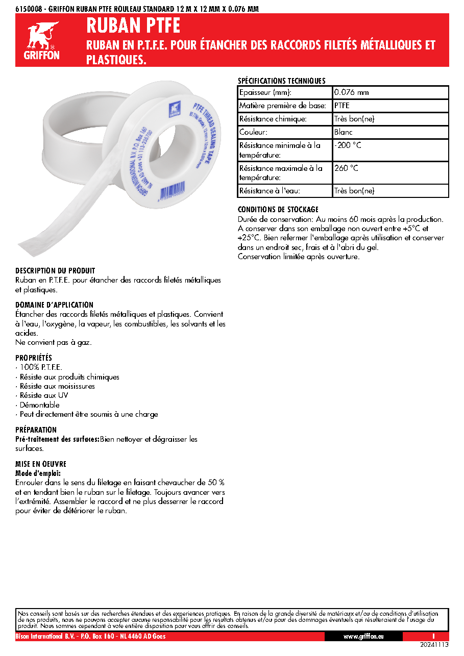Fiche technique fournisseur