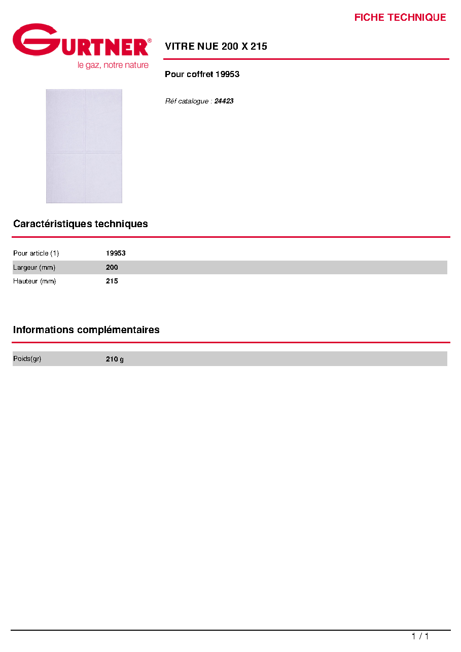 Fiche technique fournisseur