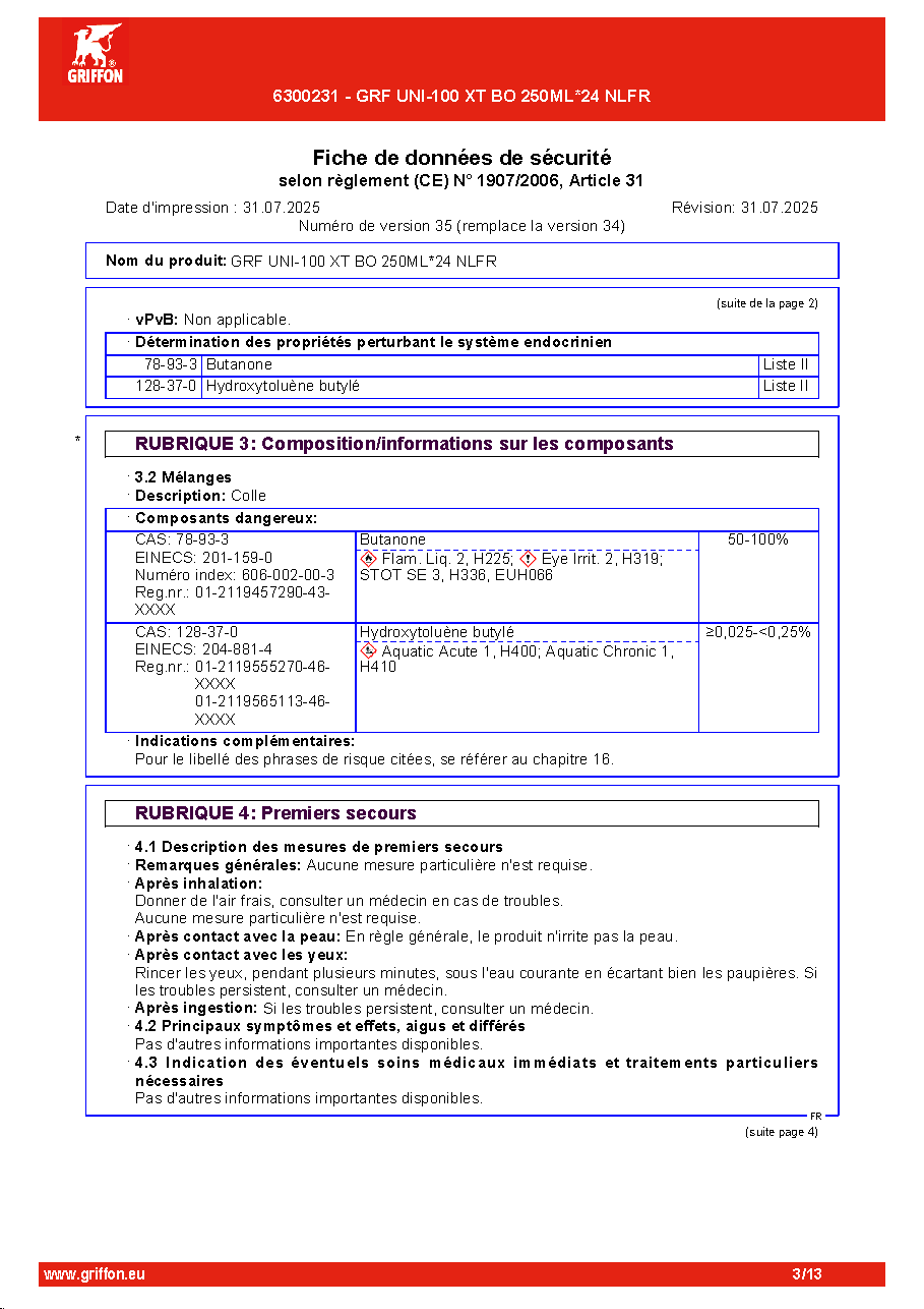 Fiche technique fournisseur