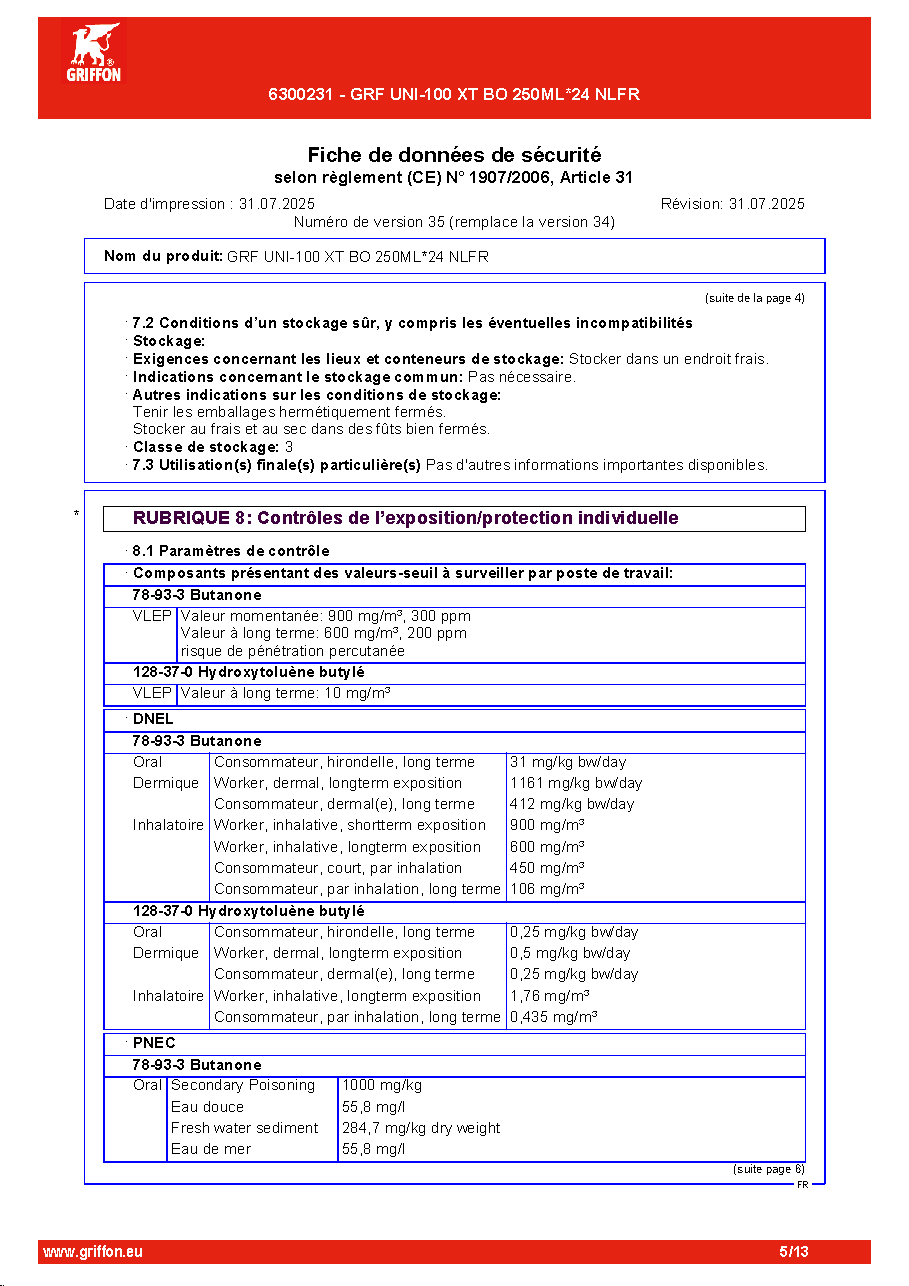 Fiche technique fournisseur