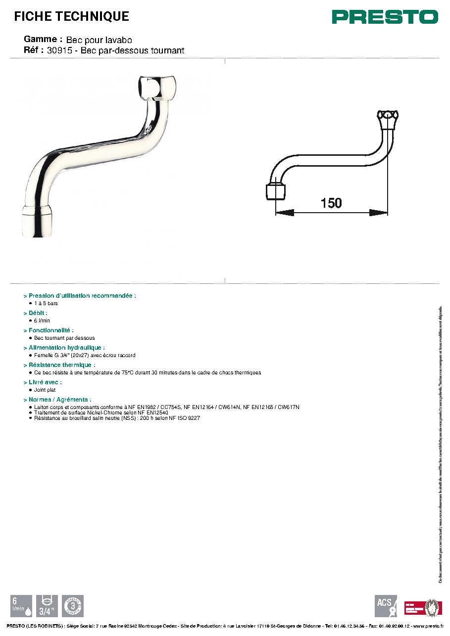 Fiche technique fournisseur