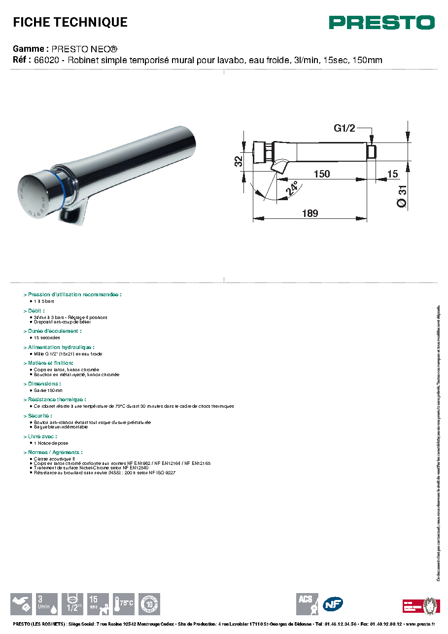 Fiche technique fournisseur