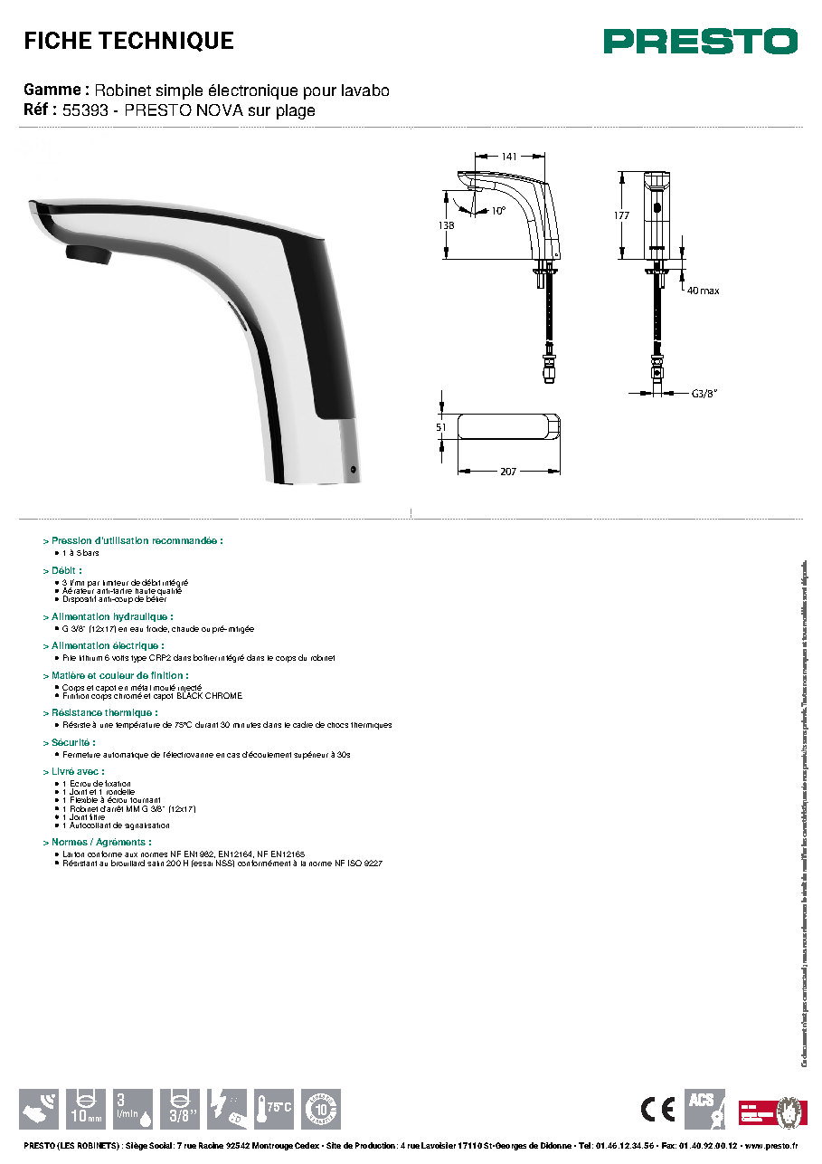 Fiche technique fournisseur
