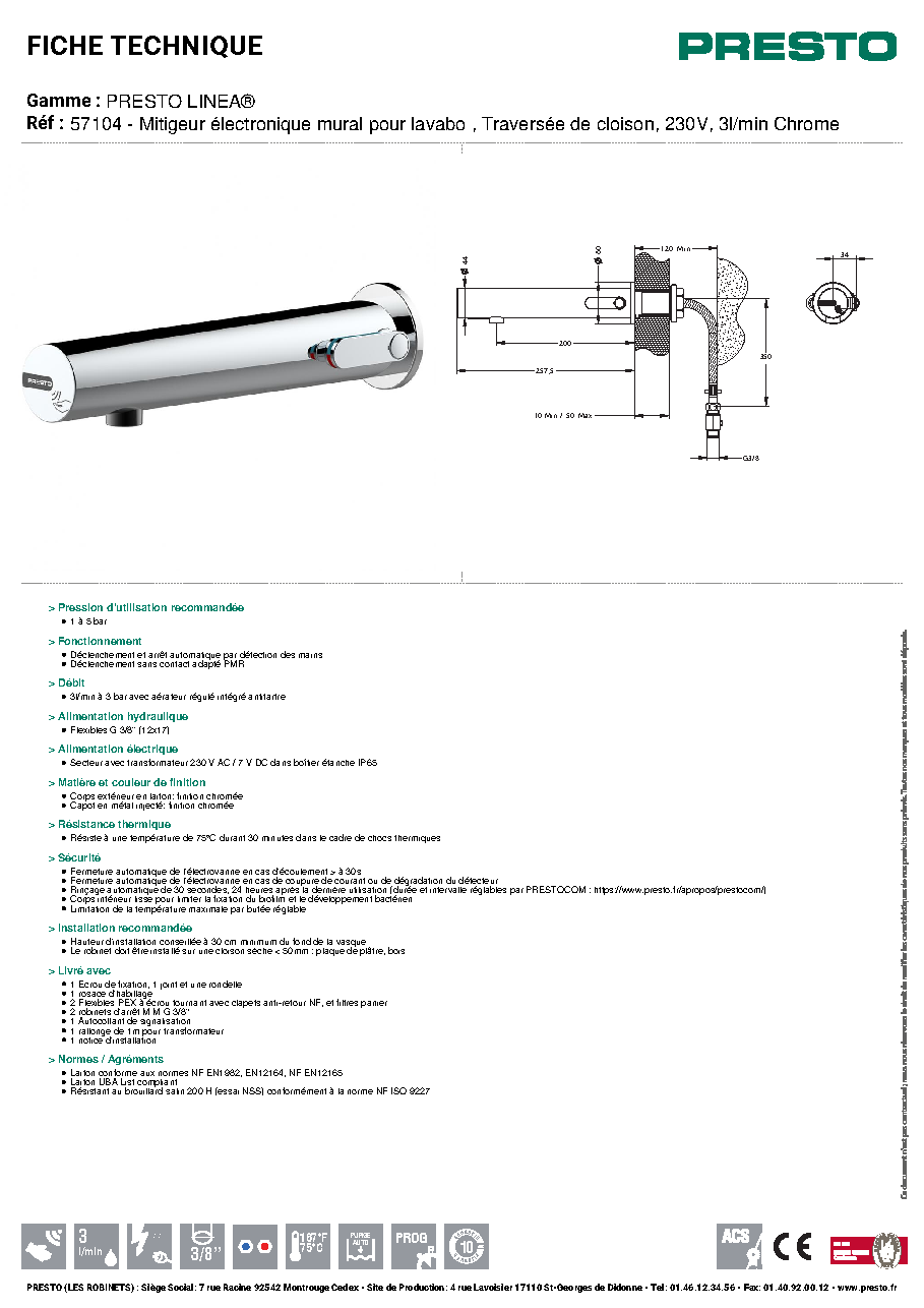 Fiche technique fournisseur