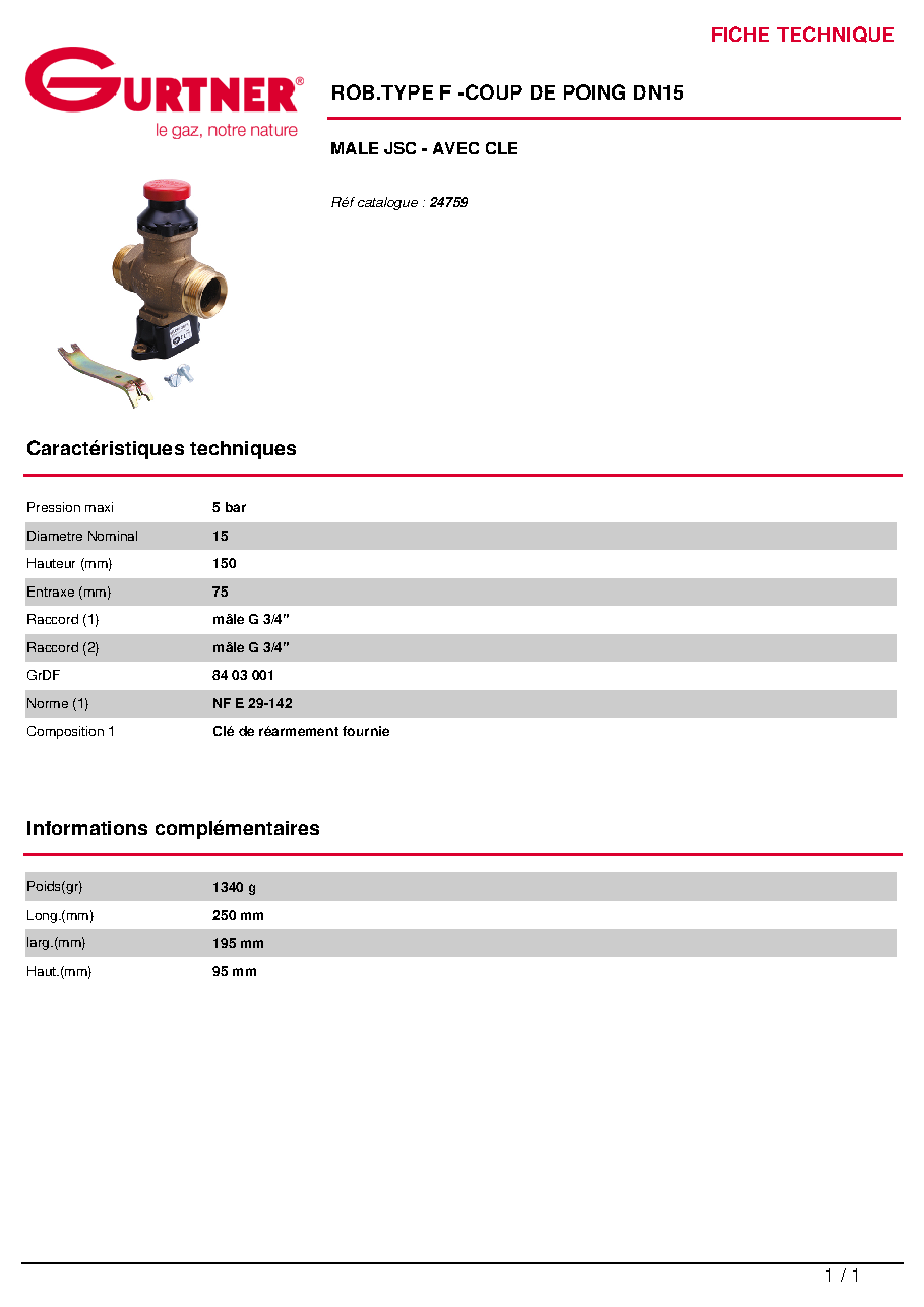 Fiche technique fournisseur