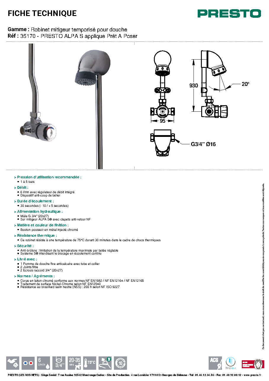 Fiche technique fournisseur