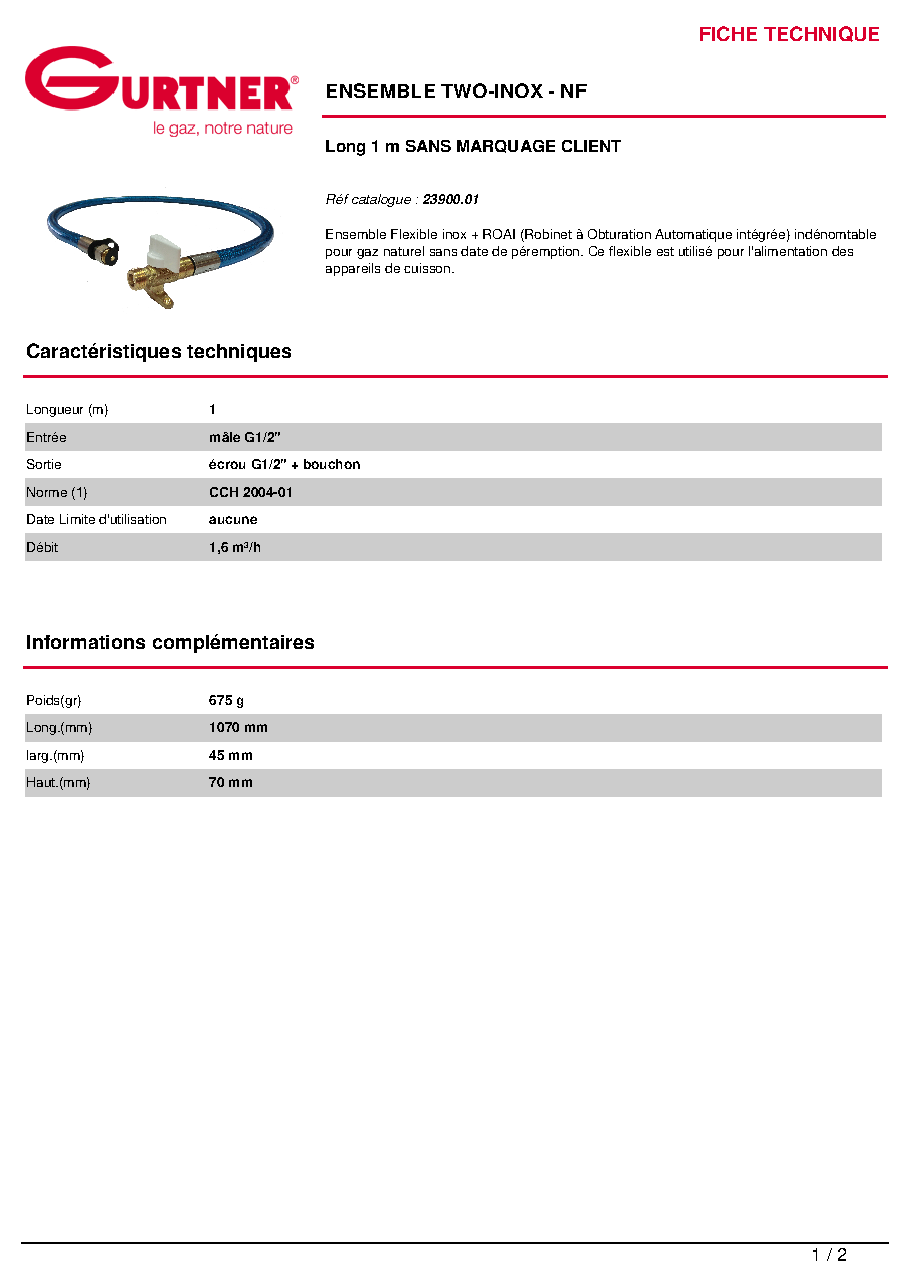 Fiche technique fournisseur