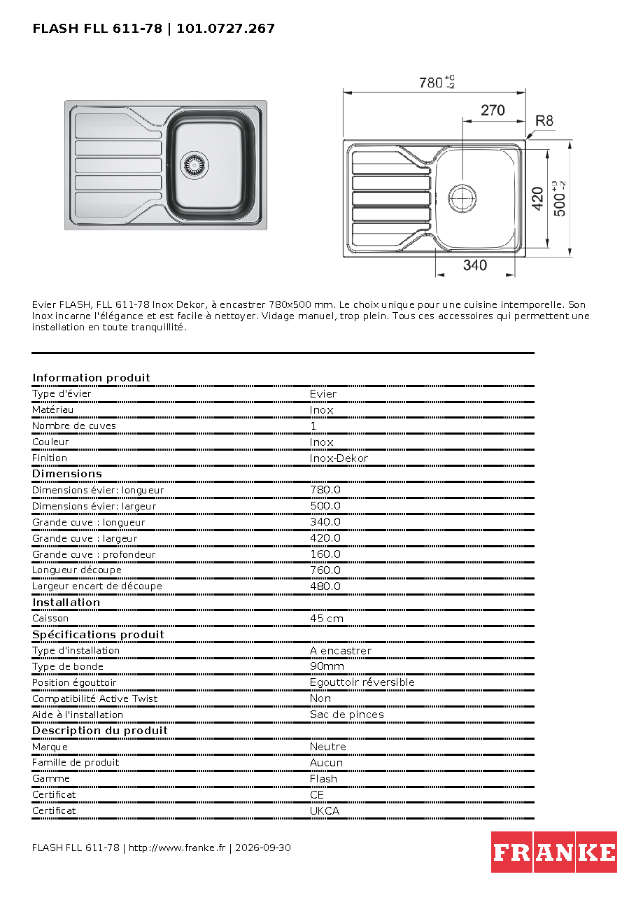 Fiche technique fournisseur