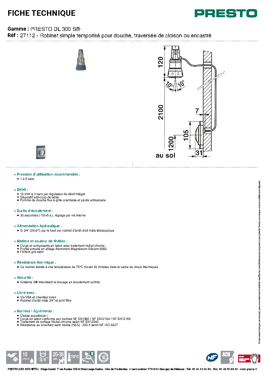 Fiche technique fournisseur