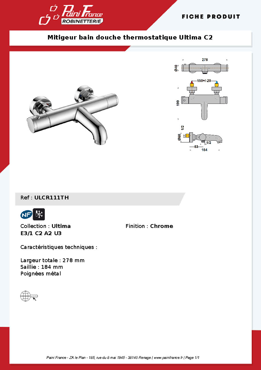 Fiche technique fournisseur