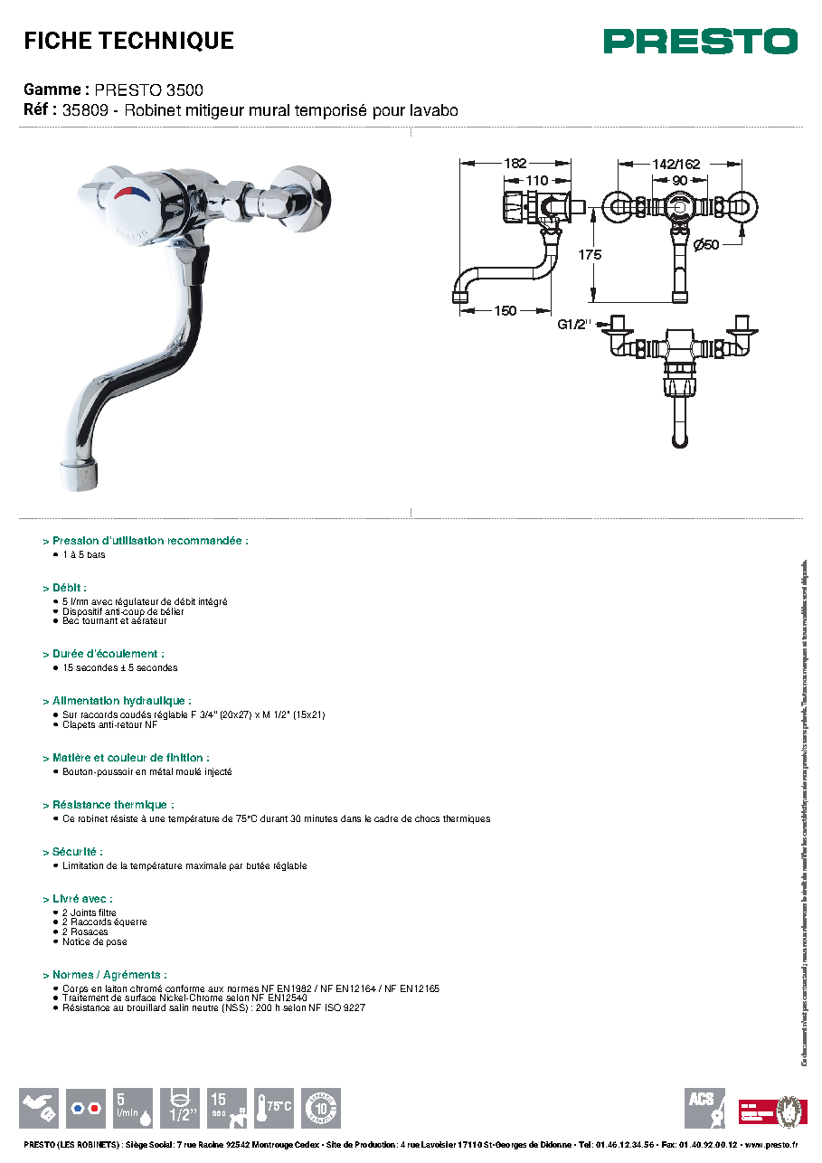 Fiche technique fournisseur