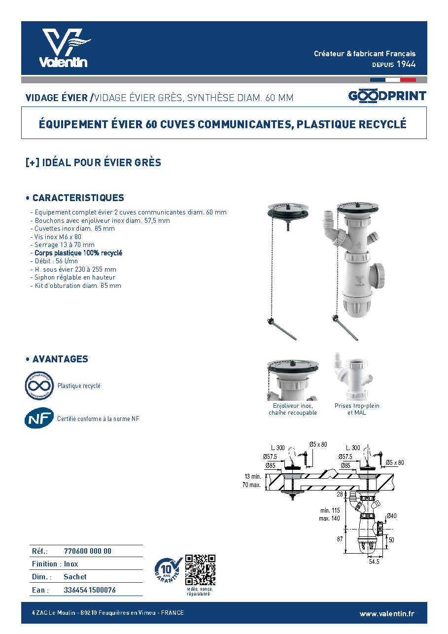 Fiche technique fournisseur