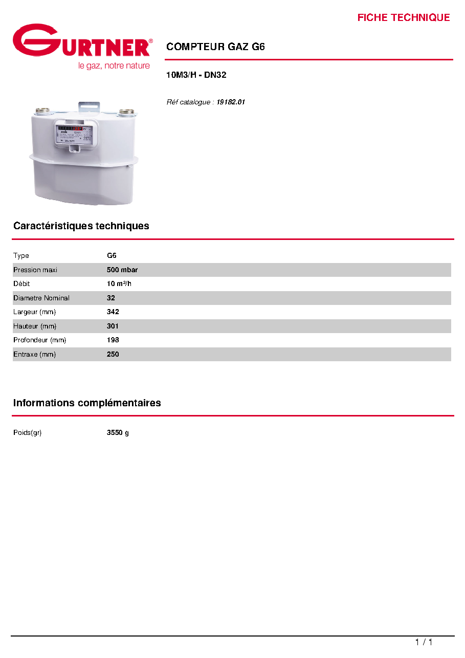 Fiche technique fournisseur