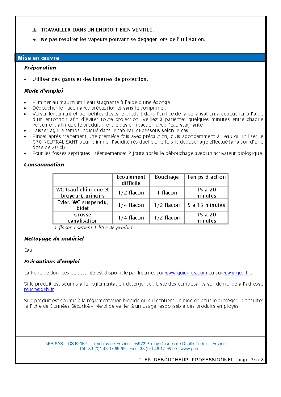Fiche technique fournisseur