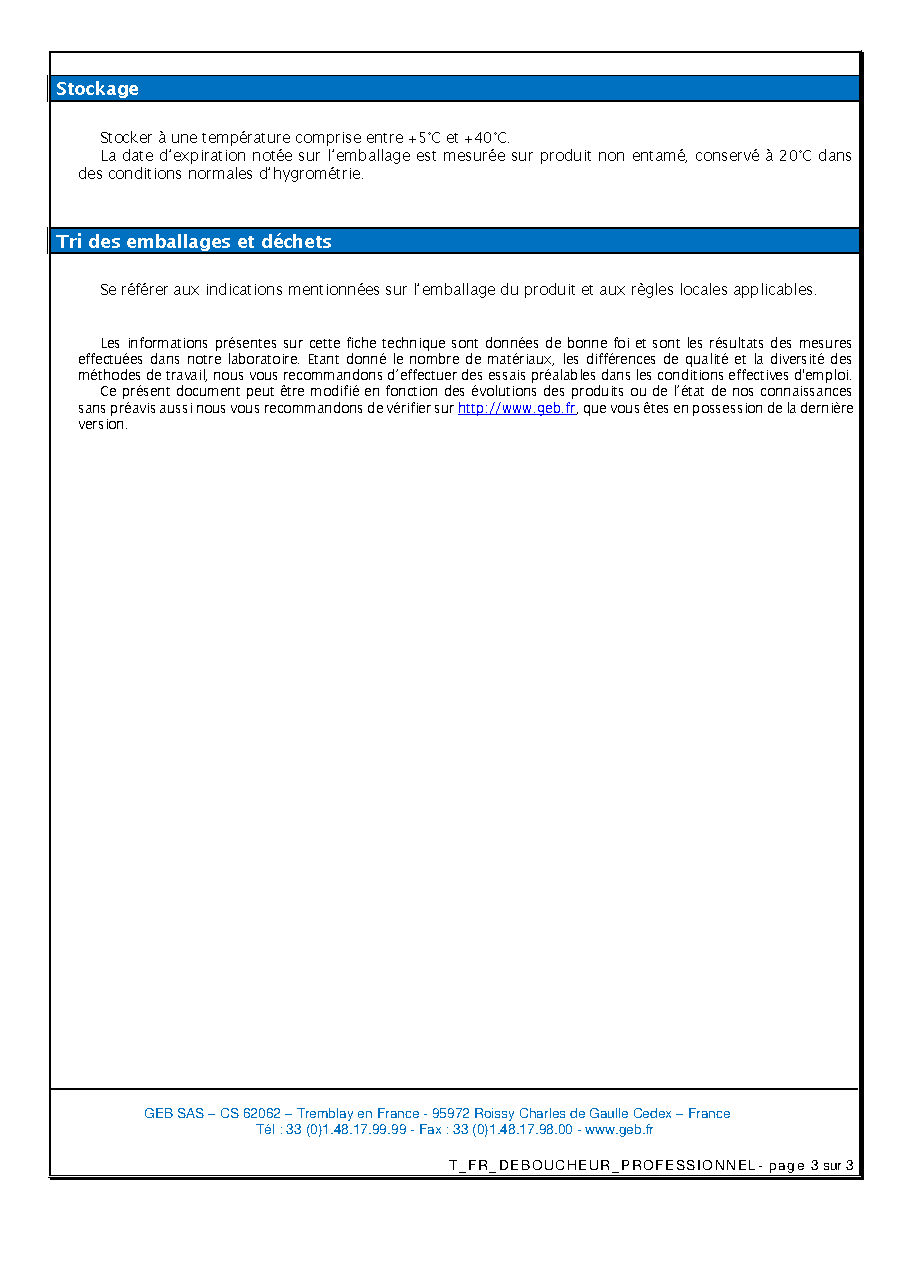Fiche technique fournisseur
