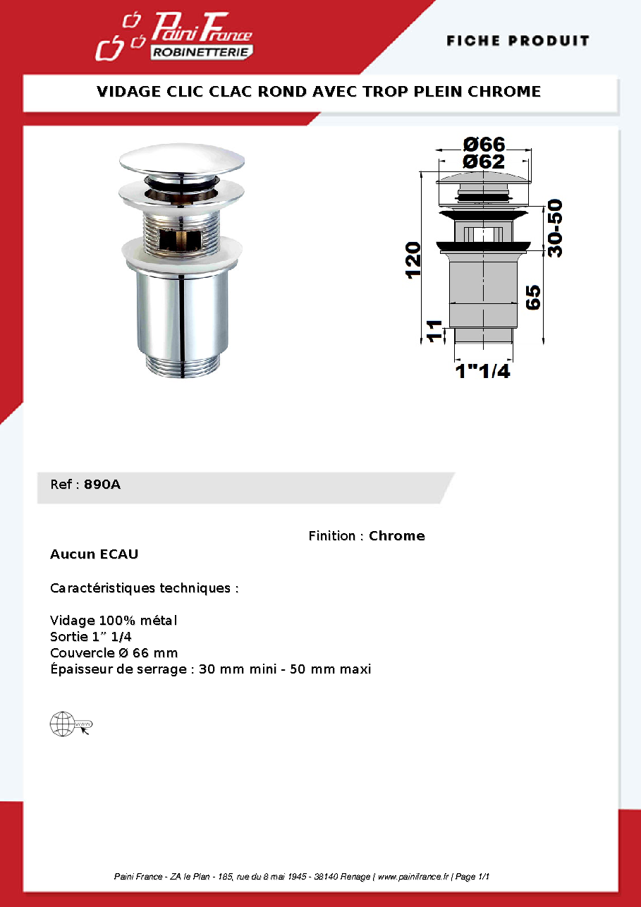 Fiche technique fournisseur