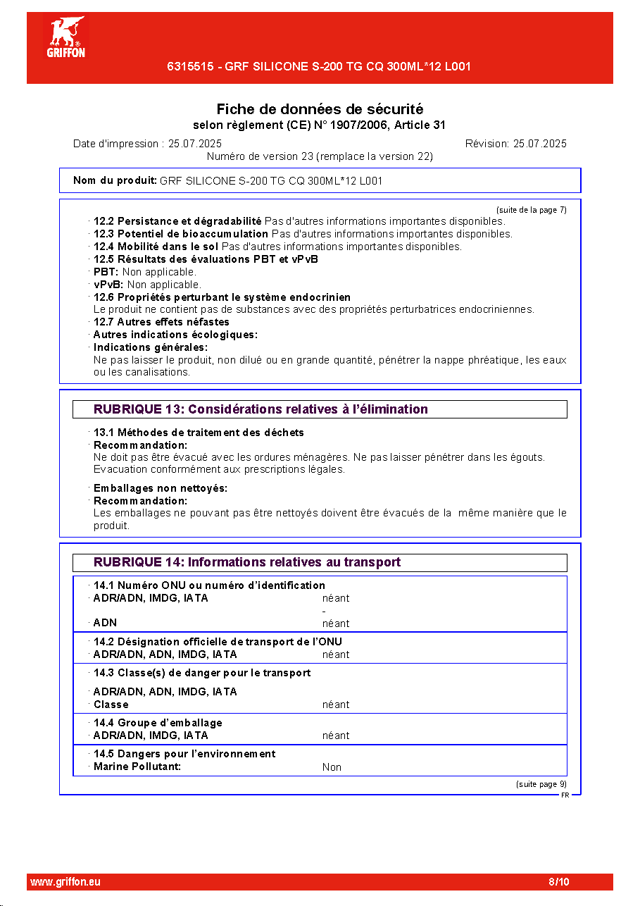 Fiche technique fournisseur