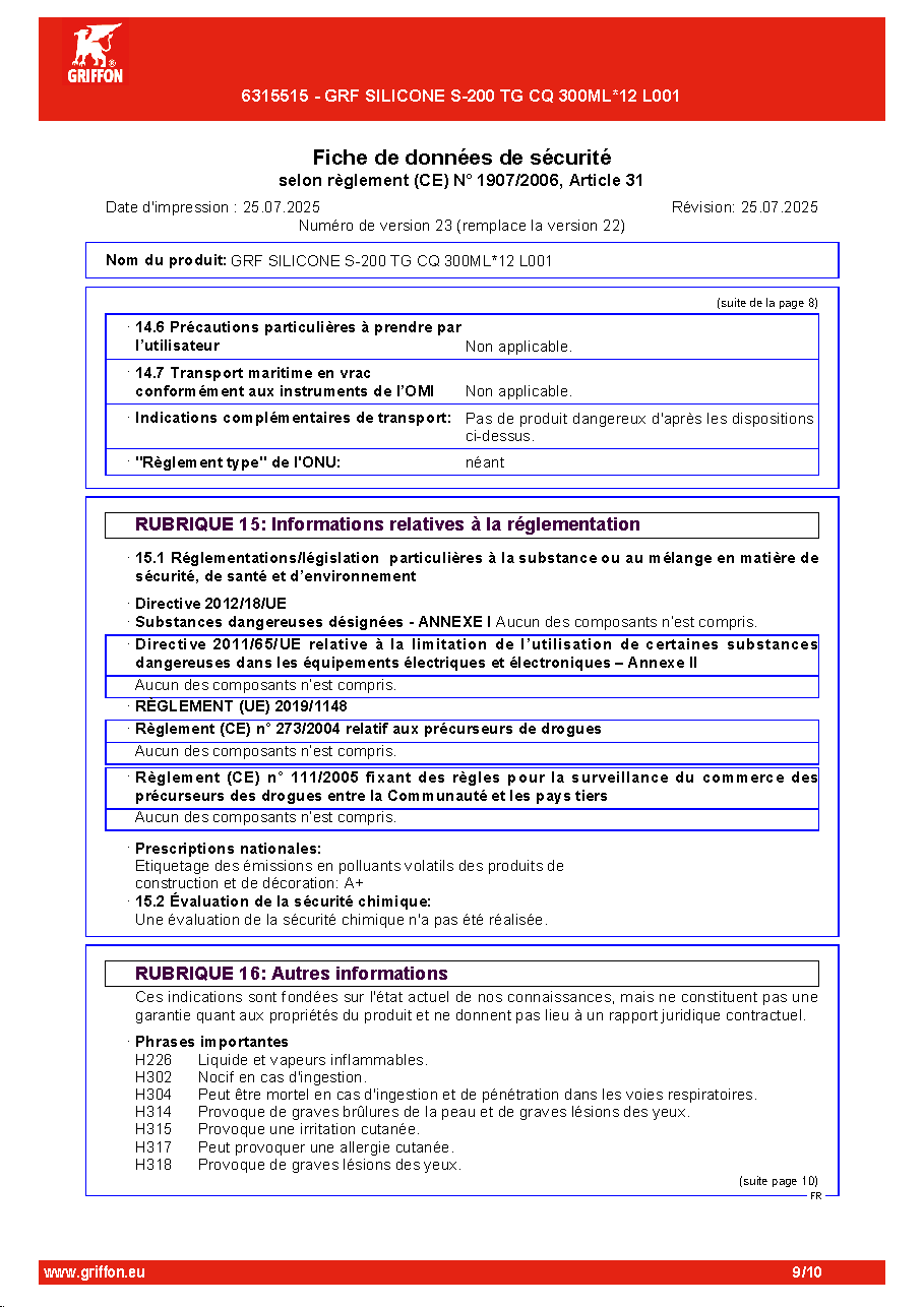 Fiche technique fournisseur
