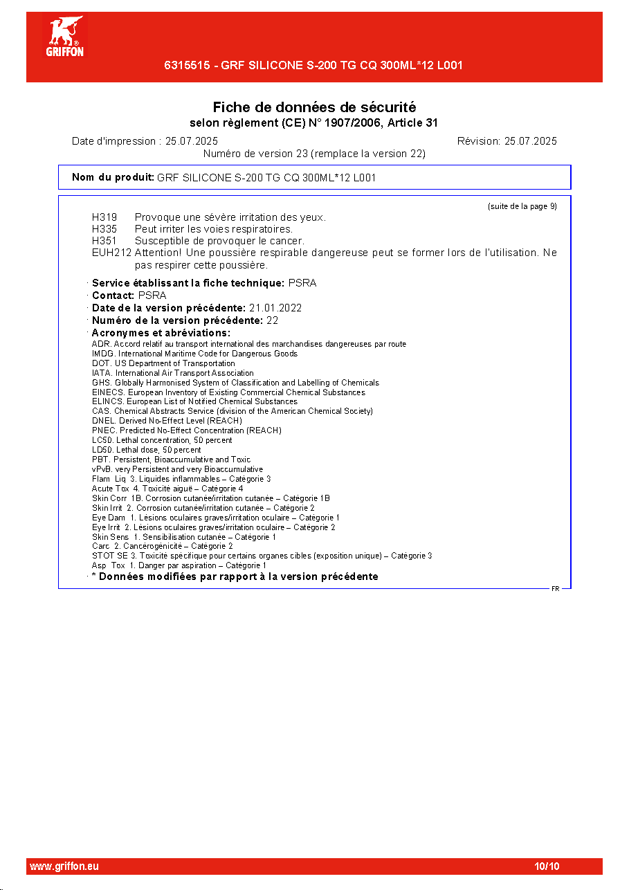 Fiche technique fournisseur