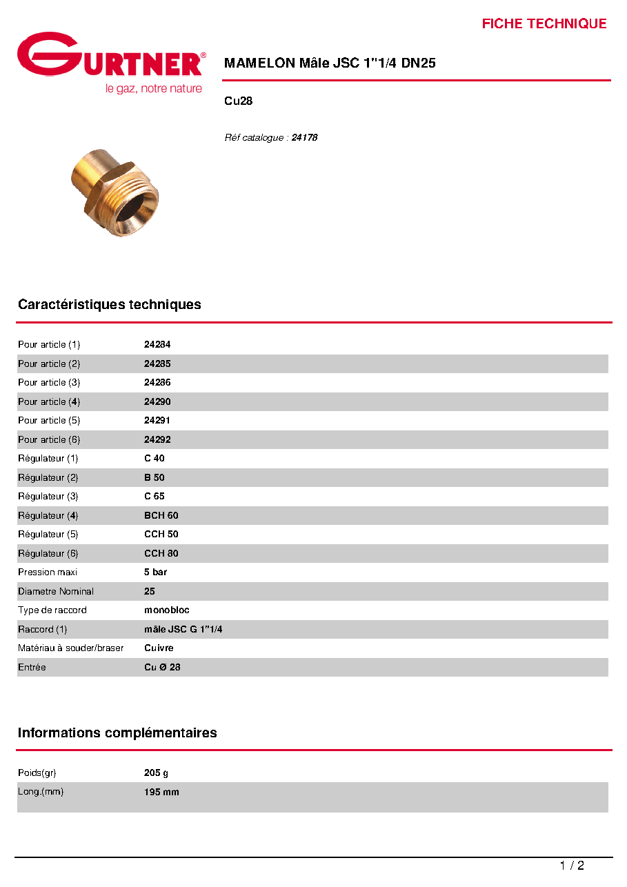 Fiche technique fournisseur