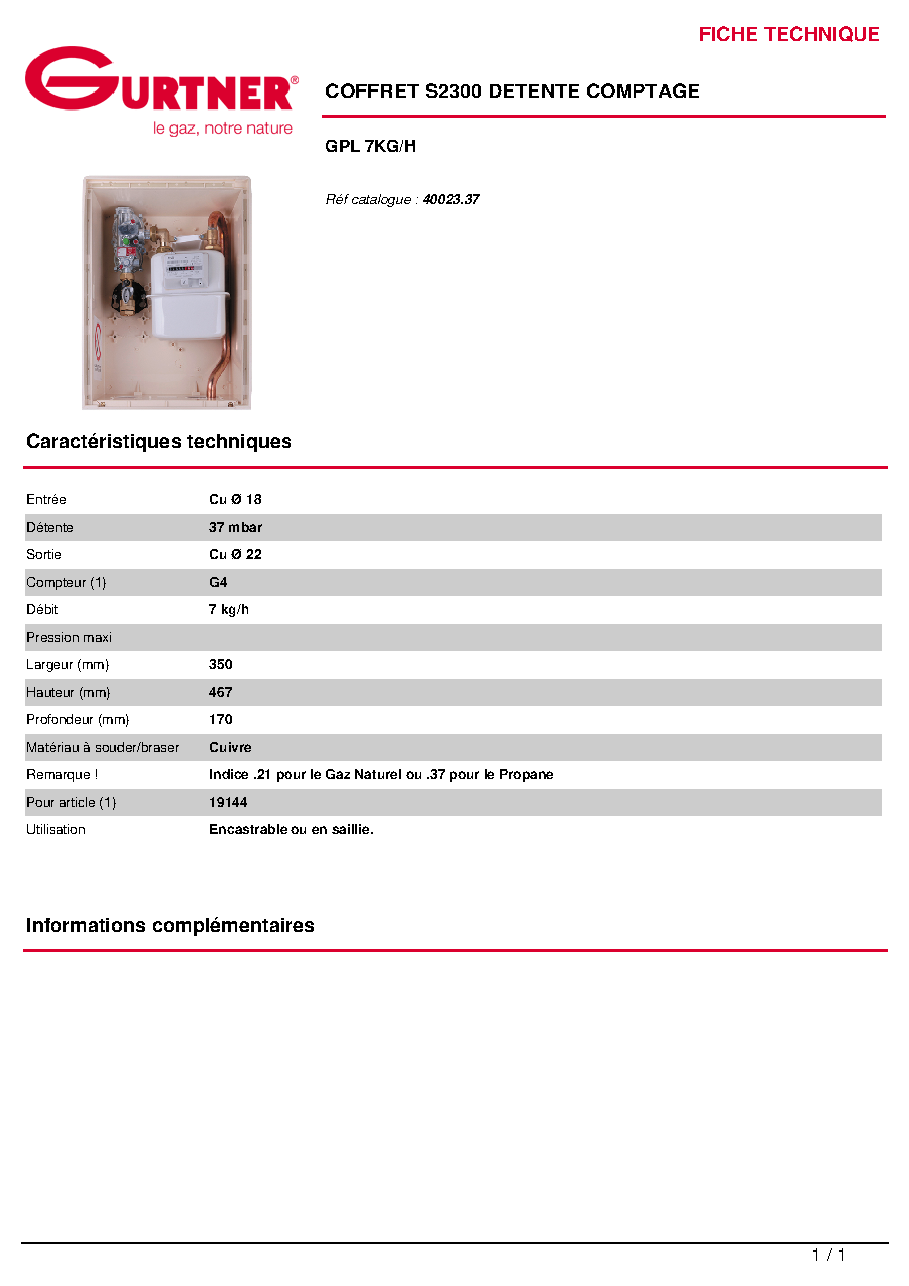 Fiche technique fournisseur