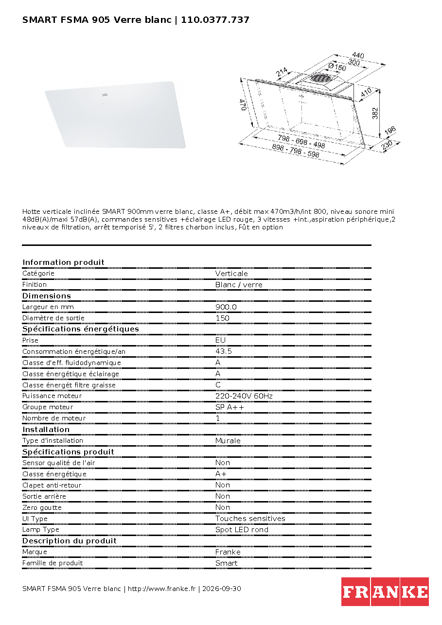 Fiche technique fournisseur